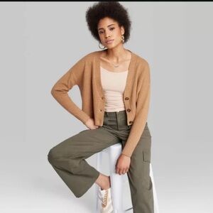 NWT Wild Fable Slouchy Oversized Button Down Cardigan Sweater Brown